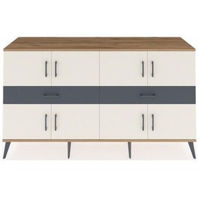 Resim Hyperion Konsol 4 Raflı 6 Çekmeceli 3 Kapaklı 176x44x99 Çam-aytaş Çam-aytaşı/antrasit 