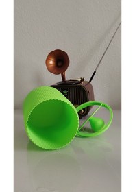 Resim Modern Geometrik Dokulu Döner Kapaklı Masaüstü Çöp Kutusu- 18 Cm - Elma Yeşili Yeşil 