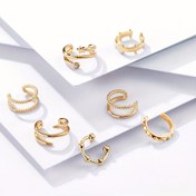 Resim Kadınlar için 7 Parça C-Şekilli Alaşım Moda Kulak Klipsleri, Elegant & Minimalist Stil, Çinko Alaşım Gövde ile Paslanmaz Çelik Kulak Düğmesi, Günlük & Parti Giyim için Uygun, Tüm Mevsim Aksesuarı 