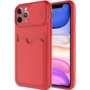 Resim Case World Caseworld Apple iPhone 11 Pro Kapak Lensi Açılır Kapanır Kamera Korumalı Kartvizitli Silikon Kılıf - Kırmızı 