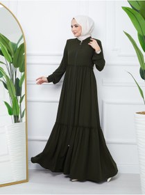 Resim KMKkombin KMKKOMBİN KADIN KOL LASTİKLİ ETEĞİ VE BELİ BÜZGÜLÜ FERACE 