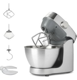 Resim Esmo Home Kenwood Prospero Mutfak Şefi KHC29.A0SI - Stand Mikser, Hamur Yoğurma Makinesi, 4.3 Litre, 1000 Watt, Sıçrama Önleyici Kapak, 3 Farklı Hazne Içi Aparatı K-Çırpıcı, Hamur Kancası, Güçlü Çırpıcı 