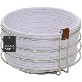 Resim Parlak Silver Yuvarlak Ekmek Sepeti Ekmeklik Sunum Sepeti Makrome Çok Amaçlı Paslanmaz Metal 