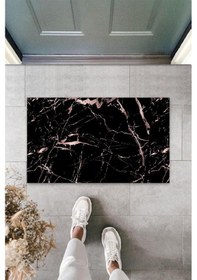 Resim Dijital Baskı Siyah Mermer Kapı Paspası K-3095 