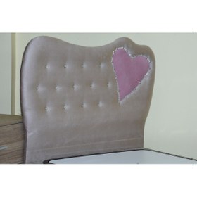 Resim Baza Başlık 90*190 cm Tay Tüy Krem SİLİNİR Dolgun Pembe Kalpli Model 2 cm Sunta Üstü El Yapım 