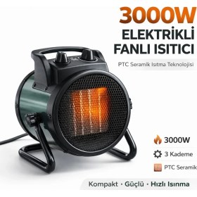 Resim Smayling Elektrikli Fanlı Isıtıcı 3000W Ptc Seramik Isıtıcı 3 Kademeli Taşınabilir Oda Ofis Masa Altı Fanlı Isıtıcı 