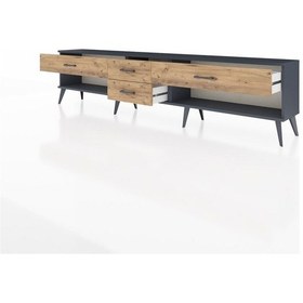 Resim Arges Tv Ünitesi 4 Çekmeceli 220x30x51 Antrasit-çam Atlas Çam/atlas Çam - Antrasıt 