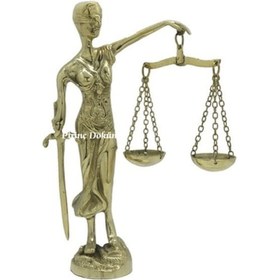 Resim Adalet Kadını Pirinç Döküm Adalet Terazisi Dekoratif Obje Biblo 