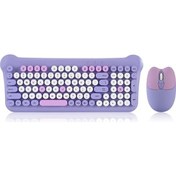 Resim Qw05 Karışık Renk Taşınabilir 2.4g Kablosuz Klavye Mouse Seti Mor - Mor Optik 