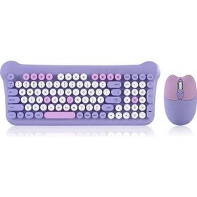 Resim Qw05 Karışık Renk Taşınabilir 2.4g Kablosuz Klavye Mouse Seti Mor - Mor Optik 