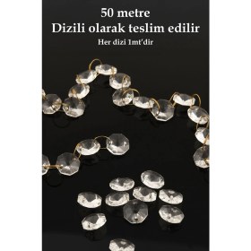 Resim Normadia 50 Metre Kristal Octagon Dizili Avize Taşı, 14 Mm, Gold Halkalı 
