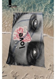 Resim Marte Home Baskılı Plaj Havlusu Gri 