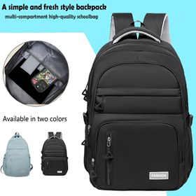 Resim Tek Renk Büyük Kapasiteli Üniversite Stili Nylon Sırt Çantası, Uniseks Sınıf Seyahat Dayanıklı Günlük Omuz Çantası Ayarlanabilir Askılı Tatil Hediyesi 