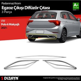 Resim S-dizayn Vw Polo 6 Hb Makyajlı Krom Egzoz Çıkışı Difüzör 3 Prç. 2021 Üzeri 