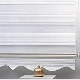 Resim Geniş Pliseli Etek Dilimli Zebra Stor Güneşlik Perde 1234, Beyaz, 110 x 200 