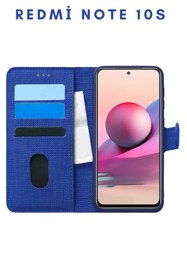 Resim UPEKA Xiaomi Redmi Note 10s Kılıf Kumaş Desenli Cüzdanlı Standlı Kapaklı Kılıf 