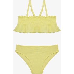 Resim Sarı Kız Çocuk Lilly Lemon Fırfırlı Bandeau Bikini Takımı 