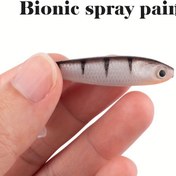 Resim 5 Adet T-Kuyruk 3D Balık Yem - 7.01cm/2.1g Gerçekçi Minnow Tasarımı, Yavaş Batan Swimbait, PVC Tatlı ve Tuzlu Su Alabalığı ile Levrek Avı İçin - Karışık Renkler 