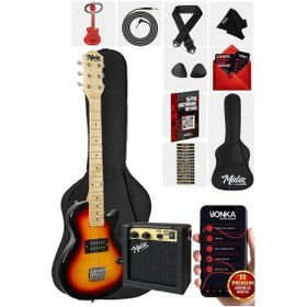 Resim Midex Ceg-34sb 5-8 Yaş Çocuklar İçin Amfili Full 1/2 34 İnç Elektro Gitar Seti Sunburs 