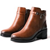 Resim LAL SHOES & BAGS Lopez Kadın Hakiki Deri Topuklu Bot-kahverengi 