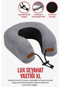 Resim Viscofoam Lux Ortopedik Seyahat Yastığı Visco Boyun Destekli Seyahat Yastığı - Gri Ergo Travel 