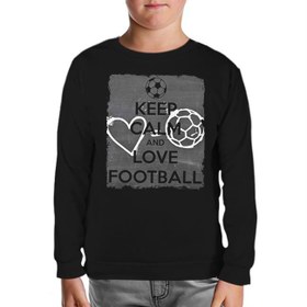 Resim Keep Calm and Love Football Siyah Çocuk Sweatshirt 