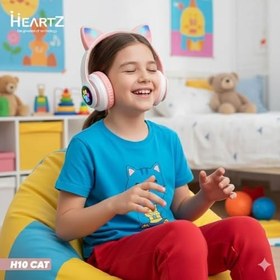 Resim HEARTZ H10 CAT KEDİLİ LED IŞIKLI KAFAÜSTÜ BLUETOOTH KULAKLIK (TOZ PEMBE) 