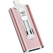 Resim Rogfer 64gb Mikro Usb 8 Pin Usb 2.0 3'ü 1 Arada Cep Telefonu Bilgisayarı U-disk Gül Altın 
