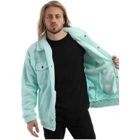 Resim Polostate Erkek Kıvırcık Peluş Cıt Cıt Kapamalı Ceket Mint Mint Yeşili 