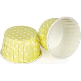 Resim Cupcake Kalıbı Küçük Boy 44x35 Mm 100 Adet Puantiyeli Sarı 