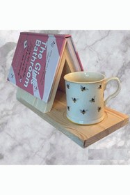 Resim Tiydem Kitap Sayfası Tutucu Standı, Bardak Tutuculu Ahşap Üçgen Ayraç, Masa Üstü Kitap Okuma Desteği 