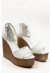Resim Kadın Verla Beyaz Tek Bant Yüksek Dolgu Taban Ayakkabı Beyaz 
