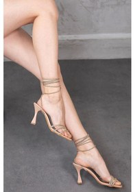 Resim Kadın Abiye Bilekten Bağlamalı Taşlı 9cm Topuklu 