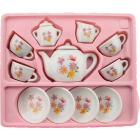 Resim Sunman 13 Parça Porselen Çay Seti Çiçek Desenli CH1501 