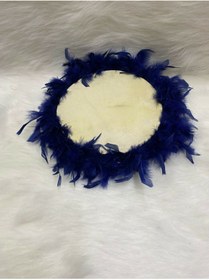 Resim YENİ HEDİYELİK DÜNYAM Kına Gecesi Gelin Defi Tüylü Ve Kaligrafi Sanatlı 28 Cm Lacivert 