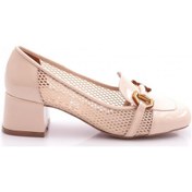 Resim Dgn 6552 Kadin Metal Aksesuarli Topuklu Ayakkabi 6552-424-R0178 Bej Rugan 