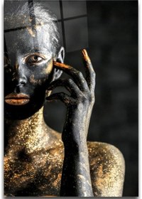 Resim O Kadın Altındır Cam Tablo 