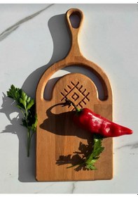 Resim Ahşap Saplı İşlemeli Kesme Tahtası 38x16 Cm Ahşap 