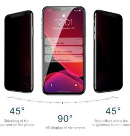 Resim Microsonic Apple iPhone 11 (6.1'') Privacy 5D Gizlilik Filtreli Cam Ekran Koruyucu Siyah 