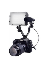 Resim Üçlü Flash Işık Mikrofon V Bağlantı Aparatı Küçük V Braket 