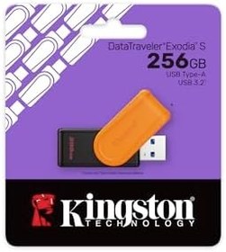 Resim Kingston DataTraveler Exodia S USB Bellek - 256GB - USB 3.2 Gen 1 - USB Tip A - Siyah/Turuncu 
