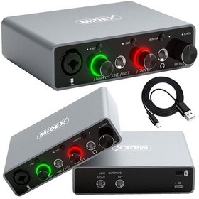 Resim Midex Special Paket-3 Stüdyo Ekipmanları Ses Kartı Condenser Mikrofon Kulaklık Stand Full Set 