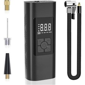 Resim Elektrikli Hava Pompası, Bisiklet Pompası, Elektrikli, 150 Psi, 6000 Mah Pilli Hava Pompası, Lcd Gerçek Zamanlı Lastik Basıncı İzleme, Led'li Ve Usb Çıkışlı Akülü Kompresör, Bisiklet, Araba, Pompası-1030 