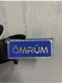 Resim Mavi Renk Üzeri Hologram Renk Ömrüm Yazılı Vantuzlu Cam Süsü 
