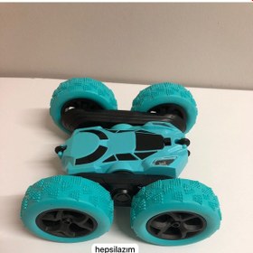 Resim Uzaktan Kumandalı 360 Dönen Şarjlı Akrobat Stunt Car Araba Turkuaz 