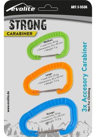 Resim Evolite Strong 3'Lü Karabina Seti Mavi/Turuncu/Yeşil Çok Renkli 