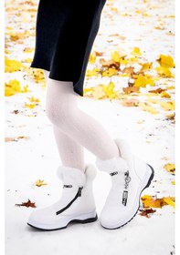 Resim Kiko Kids 250 Rugan Çatlak Fermuarlı Kız Çocuk Bot Ayakkabı Beyaz 