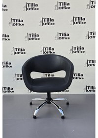 Resim Flora Kesim Tarama Çalışma Bekleme Koltuğu Krom Yonca Sabit Ayak Siyah 