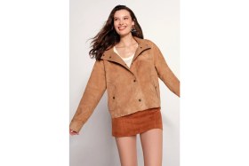 Resim Derimod Sandiego Kadın Camel Oversize Süet Deri Ceket 26SGD565810 