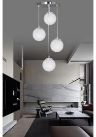 Resim Sarkıt Tepsi Gümüş 4'lü Beyaz Camlı Avize Çok Renkli 